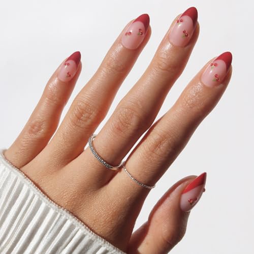 Glamnetic Press On Nails - Cherry Bomb | Short Almond Fake Nails ...