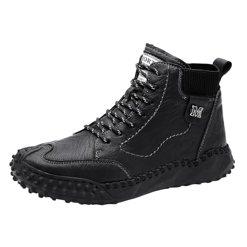 Botas de trabajo para hombre, botas marrones, botas de trabajo para hombre, puntera suave, antideslizantes, cómodas, botas de motocicleta para hombre, botas de cuero con cremallera, botas de invierno