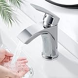 kisimixer Wasserfall Wasserhahn Bad,Waschtischarmatur Einhandmischer,Waschbecken Armaturen für Badezimmer,Kaltes und HeißEs Wasserfall Armatur,Messing,Chrom