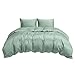 Bedsure Brushed Duvet Cover King Size - Moisture Wicking and Silky Eucalyptus Lyocell Cotton Hybrid Comforter Cover Set for Hot Sleeper - Buttery Soft and Breathable, Cooling Bedding Set, Green