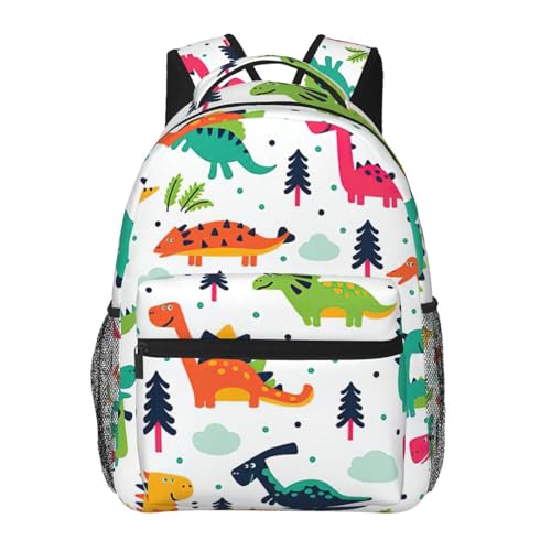 Sac à dos de voyage léger en toile motifs dinosaures colorés fun