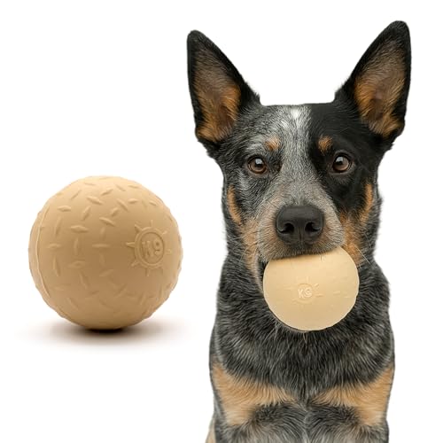 Monster K9 Indestructible Natural Series Dog Ball - Backed for Life - No Color Additives, Minimal Fillers, Safe Non-Toxic - Durable Toy for Aggressive Chewers - USA Made - 2.8” Solid(Tennis Ball Size)