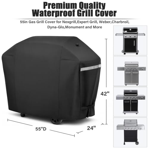 Image of QuliMetal 55 Inch Grill Cover for Outdoor Heavy Duty Waterproof