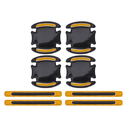 HEROFFIX 1 Set Reflective Car Door Handle Scratch Protector Anti-Scratches Auto Door Handle Protective Film Yellow