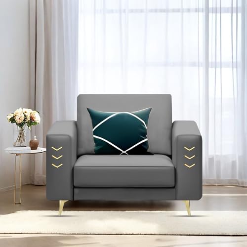 Image of Casaliving Falco 1 Seater Sofa Set for Living Room (Dark Grey Fabric) Premium Fabric Sofa