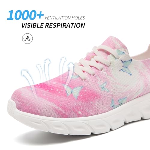 Fashion Sneakers for Womens Low Top Causal Shoes Butterfly Print Comfortable Lace-up Walking Shoes Cute Breathable Mesh Travel Sport Slip on Sneakers for Lady2