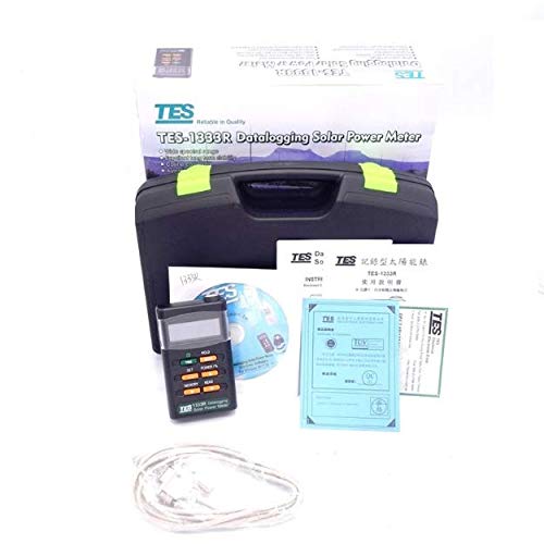TES 1333R Solar Power Meter Tester Range 400-1100nm 2000W/m2 Digital Radiation Detector Solar Cell Energy Tester with RS232 TES-1333R