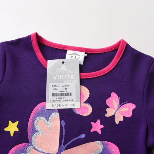 Image of VIKITA Girls Shirts Winter Long Sleeve Tops Print Tees for Girls,3-12 Years