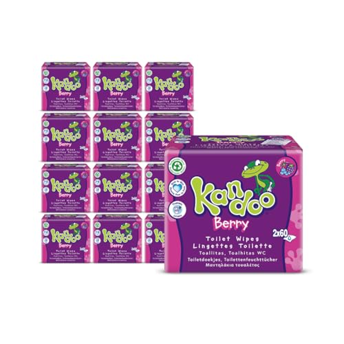 Kandoo paquete ahorro - Toallitas WC Frutos del bosque 12 paquetes de 2x60 - Desechables | Un total de 1440 toallitas.