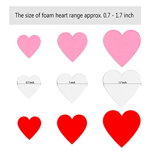600 Pieces Foam Heart Stickers Valentine's Day Wedding Foam Craft Hearts Colorful Foam Stickers Scrapbook Decorations Self-Adhesive Foam Stickers (Color 2) — view 2