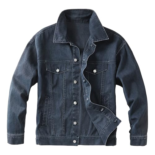 Mens Motorcycle Travel Denim Workwear Long Sleeve Retro Denim Jackets Vintage Classic Fit Jeans Jacket