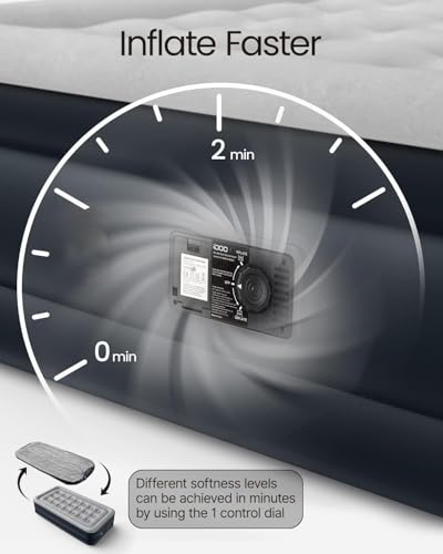 iDOO Single Air Bed, Inflatable Mattress with Built-in Electric Pump, 3 Mins Quick Self-Inflation/Deflation Guest Air Mattress, Blow Up Camping Bed for Home Portable Travel 190x100x46cm 250kg MAX - Image 4