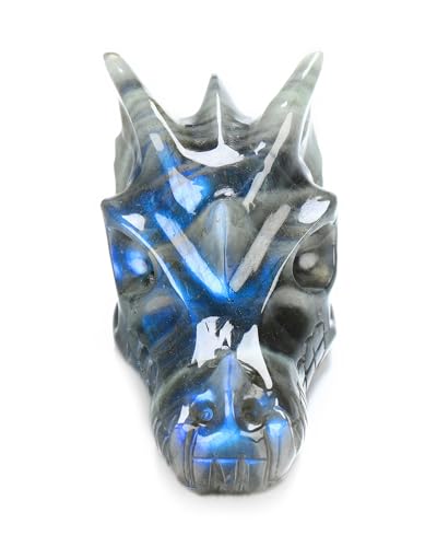 Cráneo Dragón de Cristal Labradora de 2 pulgadas tallado a mano miniatura 3
