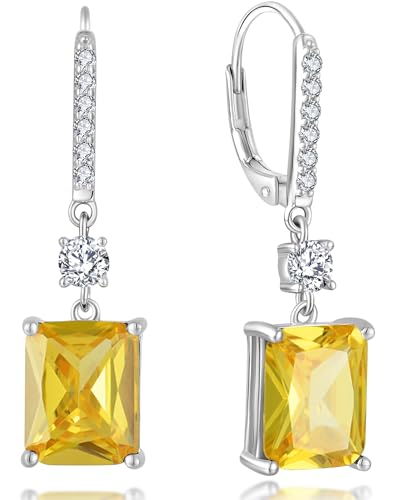 YL Yellow Topaz Emerald Cut Dangle...