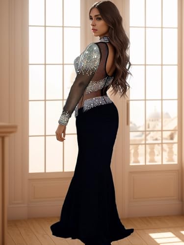 Image of Nagfar Women Rhinestone Sequin Birthday Party Sexy New Year Formal Dress