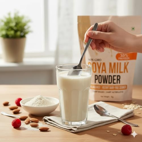 Image of Nature Vit SOYA Milk Powder, 1 kg [Plant-Based / Vegan Milk Alternative, Non-GMO & 49% Protein & Sugar Free]