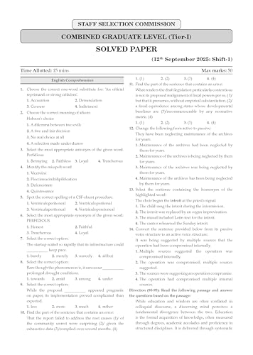 Image of Oswaal SSC General English 15 Years Question Bank | 4100+ MCQs Tier-1 Chapter-wise & Topic-wise | SSC CGL, CHSL, MTS, CPO | Previous Years 2011-2025 | For 2026 Exam