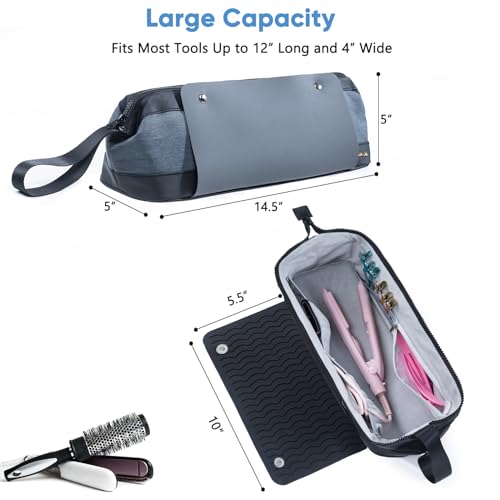 2IN1-Hair-Tools-Travel-Bag-with-Heat-Resistant-Mat-for-Flat-Irons-Straighteners-Curling-Iron-and-Haircare-Accessories-Compatible-with-Revlon-One-Step-Hair-Dryer-Brush