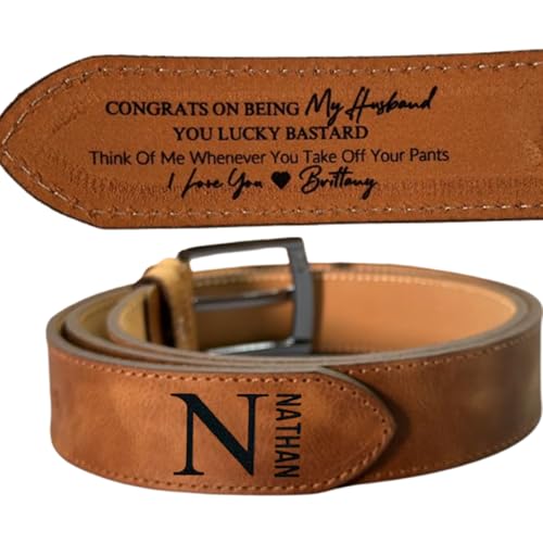 Personalized Leather Belt, Custom Handmade Engraved Leather Belt for Men Anniversary Genuine Leather Belt with Name Gift for Boyfriend Husband Father's Day