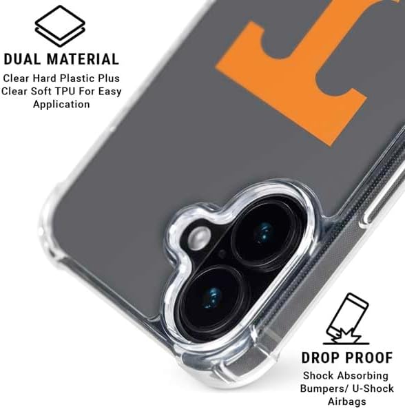 Skinit Clear Phone Case Compatible with iPhone 17 - Officially Licensed University of Tennessee-Knoxville T Logo Vols on Gray Design