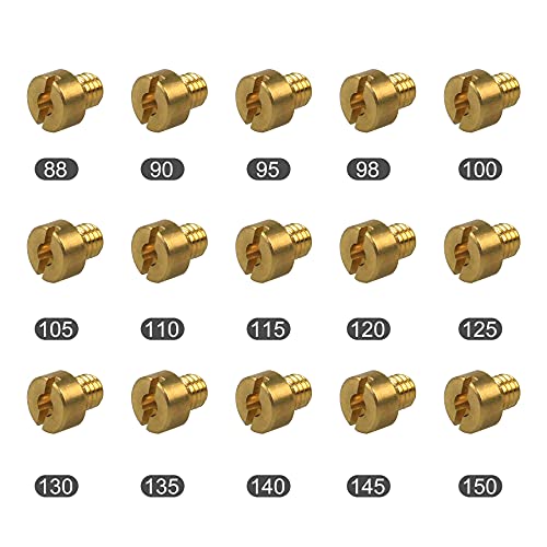 15 PCS Carburetor Carb Main Jet kit Fit for Mikuni VM22 VM24 VM26 VM30 125CC-250CC 26mm 28mm for Pit Bike Dirt Bike for ATV 88-150 N100 604