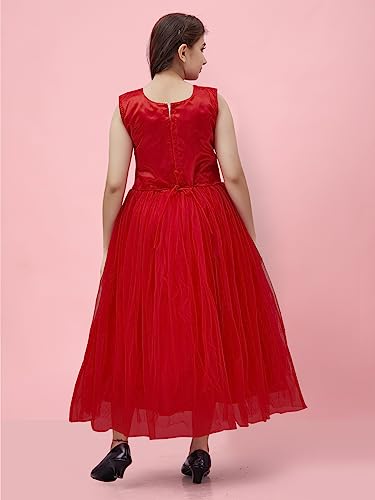 Image of Aarika Girls Red Color Net Gown