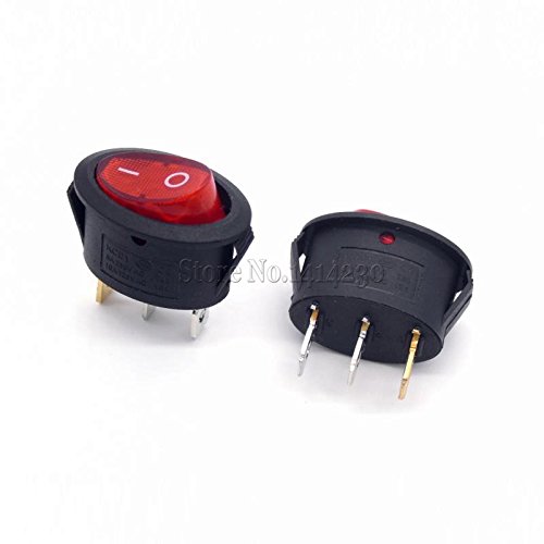 Interrupteur ovale bipolaire 3 pins ON-OFF avec voyant lumineux rouge pour appareil 250V 10A x10