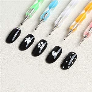 Image of Hueart 5 Pcs Nail Art Dotting Marbleizing Tool Mandala Dotting Tools Nail Art Dotting Embossing Tools Pattern Tracing Dotting Tools for Nails, Dot Painting Tools Stylus Dotting Tools