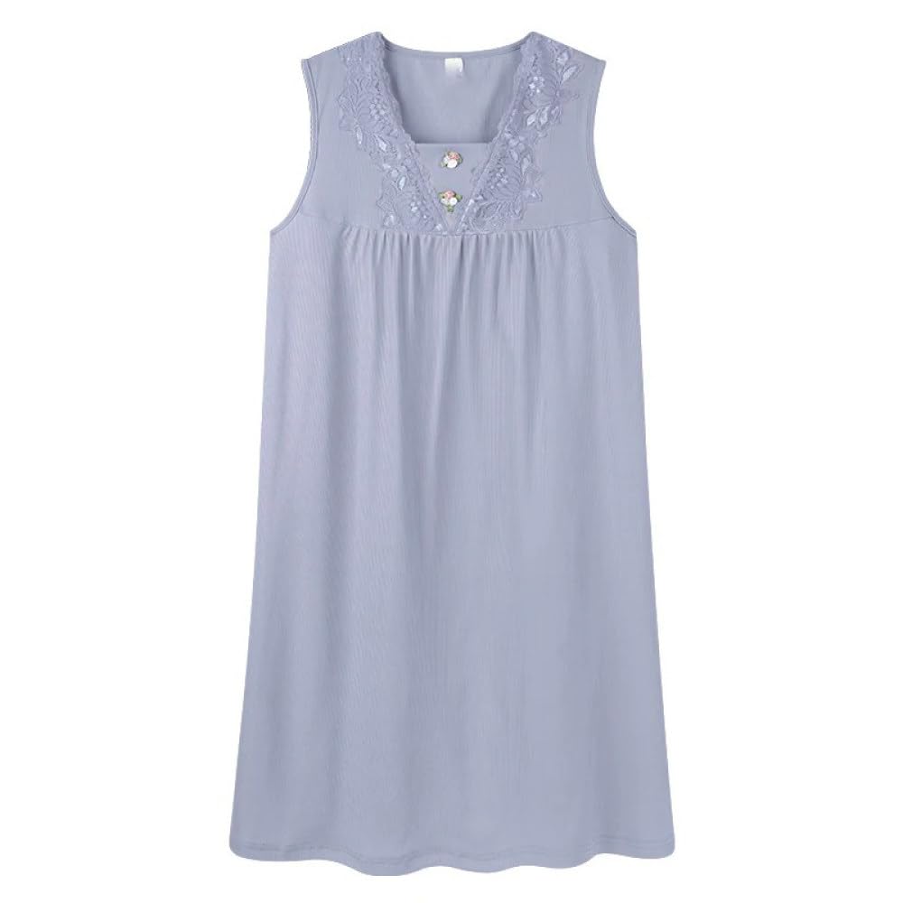SWEPER Camisón para Mujer - M-4Xl Vestido Sin Mangas De Color Sólido De Verano Camisón Modal Vestido De Casa para Mujeres para Niñas Jóvenes