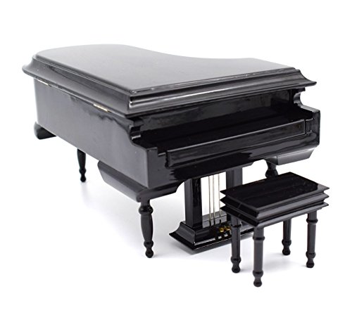 Mylifestyle Piano Music Box with Bench and Black Case Musical Boxes Gift for Christmas/Birthday/Valentine's Day, Melody Castle in The Sky