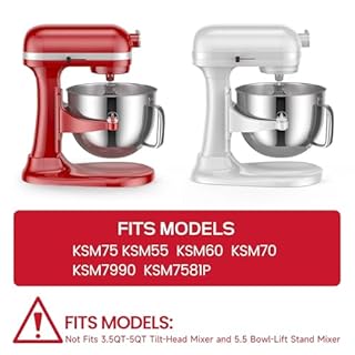 KitchenAid 7 Qt Bowl-lift Mixer - Stainless Bowl, Compatible with KSM70SKXXBK, Polished Steel with Extra Lid