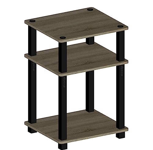 Image of Ash & Roh 3-Tier Turn-N-Tube End Table-MDF Engineered Wood Side Table- Nightstand with Storage Shelf for Living Room, Bedroom. (3-Tier End Table)