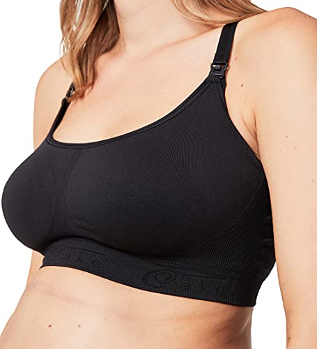 Cake Lingerie Women's Nursing Bra Wireless Cotton Candy Seamless Maternity Bra Racerback, Black, Large #TOP3