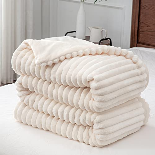 Bedelite Fleece Queen Comforter Set -Super Soft & Warm Fluffy White Bedding, Luxury Fuzzy Heavy Bed Set For Winter With 2 Pillow Cases #TOP6