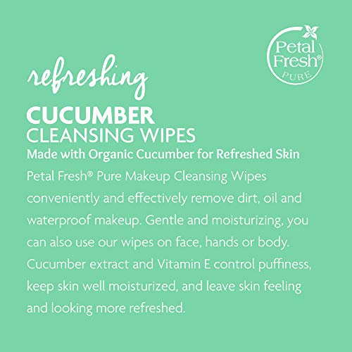 Petal Fresh Refreshing Cucumber Makeup Removing, Cleansing Towelettes, Gentle Face Wipes, Daily Cleansing, Vegan And Cruelty Free, 60 Count #TOP1