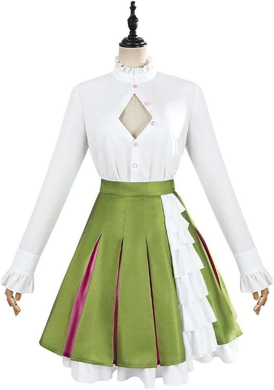 Anime Cosplay Pink Coat Green Skirt Women's Outfit Costume Halloween