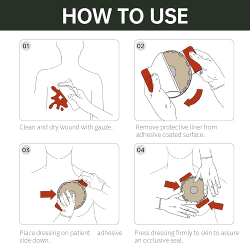 Image of 6.6 inchCircle Double -Layer Chest Seal,Emergency Trauma Dressing for Open Chest Injuries and Sucking Chest Wounds.First Aid Kit IFAK Supplies (2), White