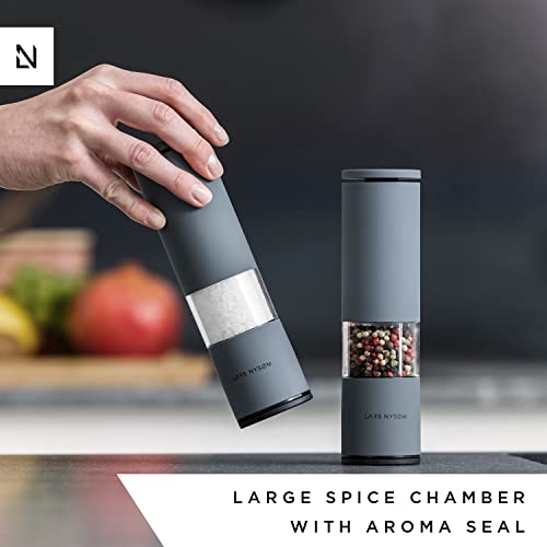 Lars Nysøm Salt And Pepper Mills Set Stainless Steel With Adjustable Ceramic Grinder 2 Pieces I Design Spice Mills Set Manual (Set Of 2, Cool Grey) #TOP3