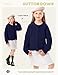Wyeysyt Girls Cardigan Button Down Long Sleeve Chunky Knit Sweater Fall Open Front Cute Cardigan Coat（Navy-7Y）