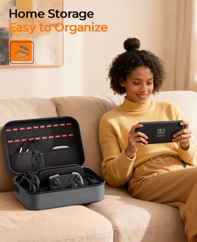 Image of COOWPS Switch 2 Case Bundle for Nintendo Switch 2, with 2-Pack Screen Protector, 6Pcs Thumb Grips, 20 Game Card Slots, Portable Travel Full Protection All In One Storage Case for Switch 2 Accessories