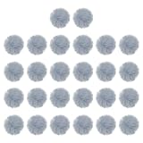 PATIKIL Pompons Für Hüte 26 Stück Weiche Kunstkaninchenpelz Große Flauschige Pompon Bälle Mit Elastischer Schlaufe Für DIY Bastel Schlüsselanhänger Abnehmbare Strick Accessoires Grau