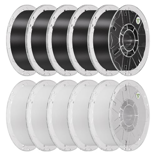 Image of Creality Hyper PLA Filament Bundle 10KG, RFID 3D Printer Filament PLA 1.75mm for High Speed 30-600mm /s, Support CFS, Fits for Most 3D Printers (Black*5+White*5)