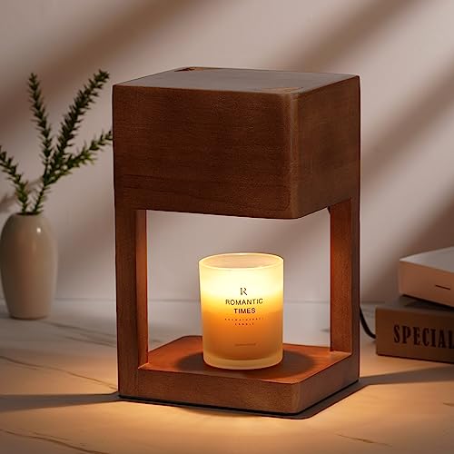 Candle Warmer Lamp Wood with Timer, Dimmable Electric Candle Lamp
