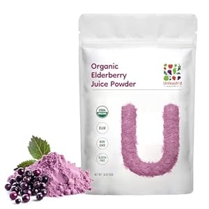 Organic Elderberry Juice Powder 16 oz – Unleash’d Organic 100% Pure Natural Superfood, Packed with Antioxidants and Essential Vitamins, Known for High Antioxidant Effects, Anti-Inflammatory Benefits, and Supports Heart & Skin Health.