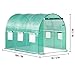 VEVOR Walk-in Tunnel Greenhouse, 10 x 7 x 7 ft Portable Plant Hot House w/ Galvanized Steel Hoops, 1 Top Beam, Diagonal Poles, Zippered Door & 6 Roll-up Windows, Green