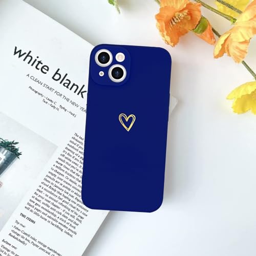 Image of Wirvyuer for iPhone 14 Case Cute Heart Pattern Soft Shockproof Slim Protective Silicone Phone Case Cover for Women Girls, Klein Blue