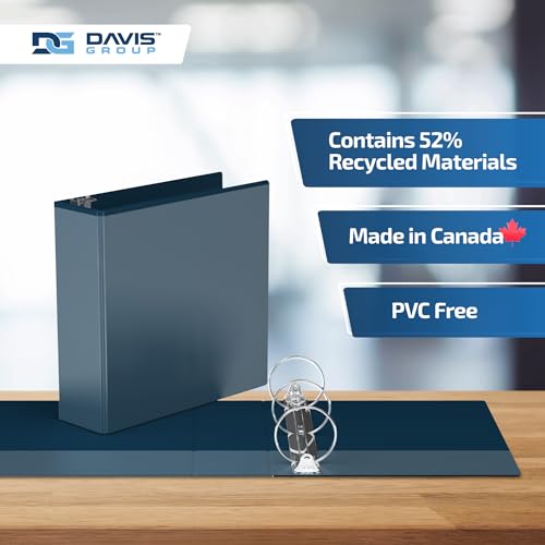 Image of Easyview 3-Ring Binder, Clear-View Cover, 3 inch Round Rings, Navy Blue, 6 Pack | Heavy-duty binder, fits 8.5 inch x 11 inch paper, customizable cover, made in Canada, ideal for school or office use