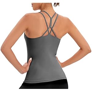 Workout Tank Tops for Women with Built in Bras Racerback Criss Cross Back Gym Yoga Tops for Women