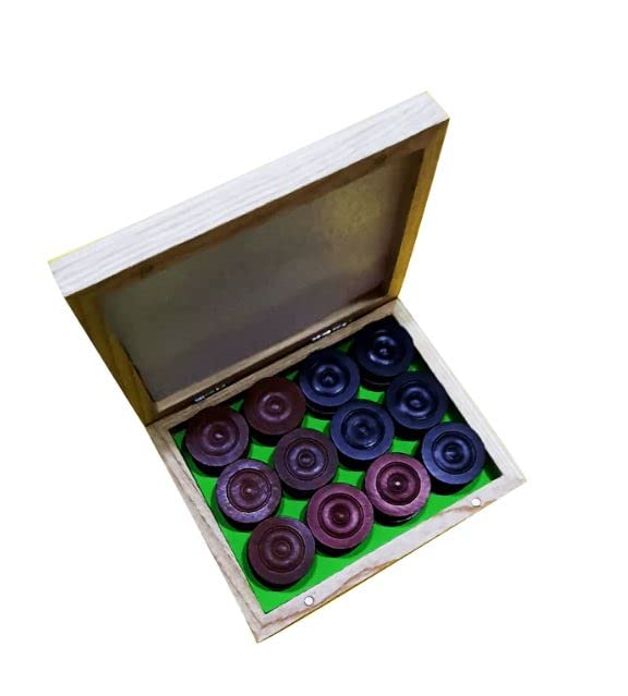 Premia Carrom Board Game Coins Professional Wooden Carrom Coins (Ashwood Box)