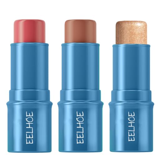 Ktouler 3 Pcs Cream Contour Make Up Pen,Bronzer And Blush,Shades With Highlighter,Face Bronze Blush Stick Waterproof Contour Stick Silky Makeup Stick cover